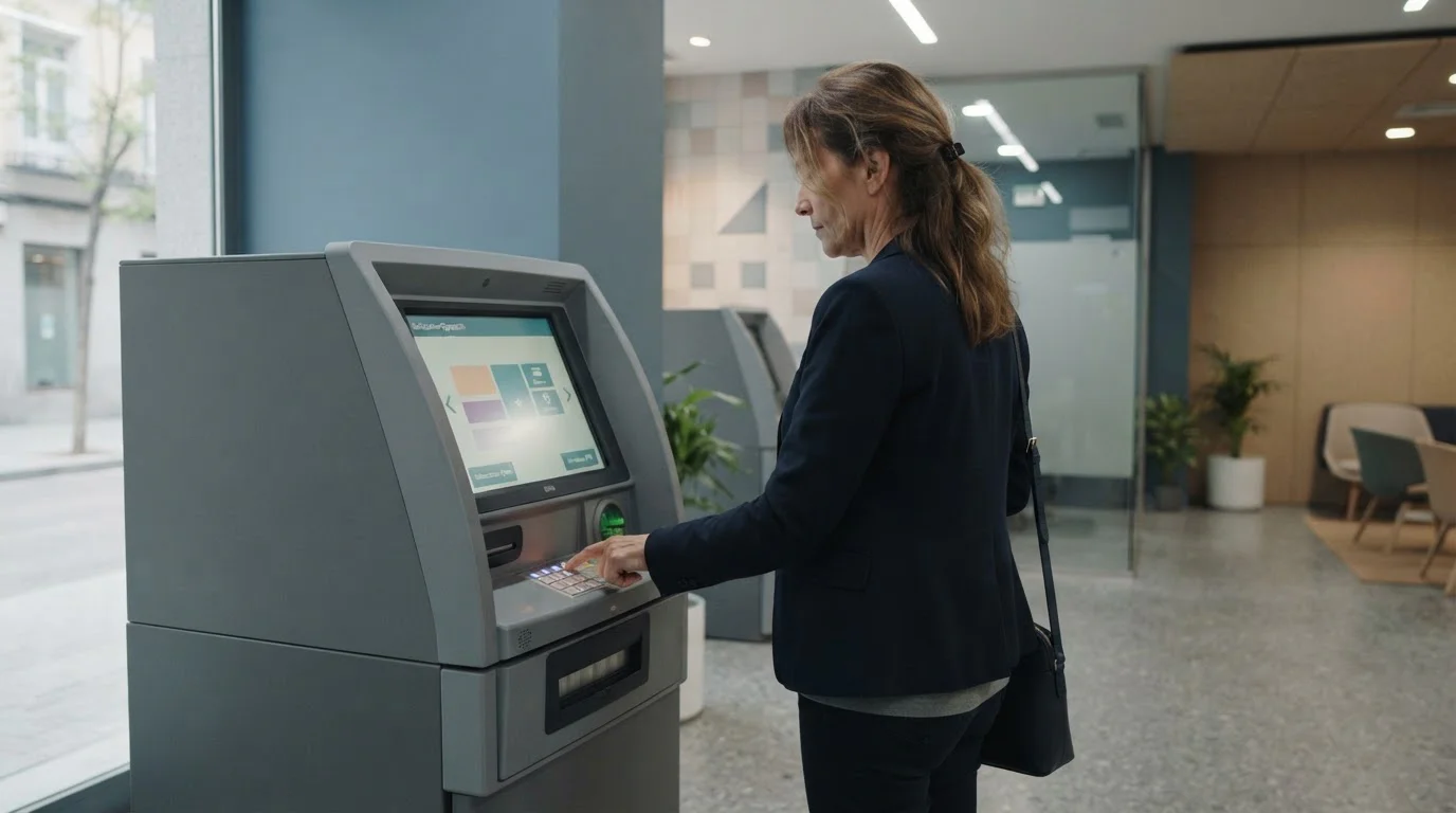 Persona realizando retirada mediante código HalCash en cajero automático