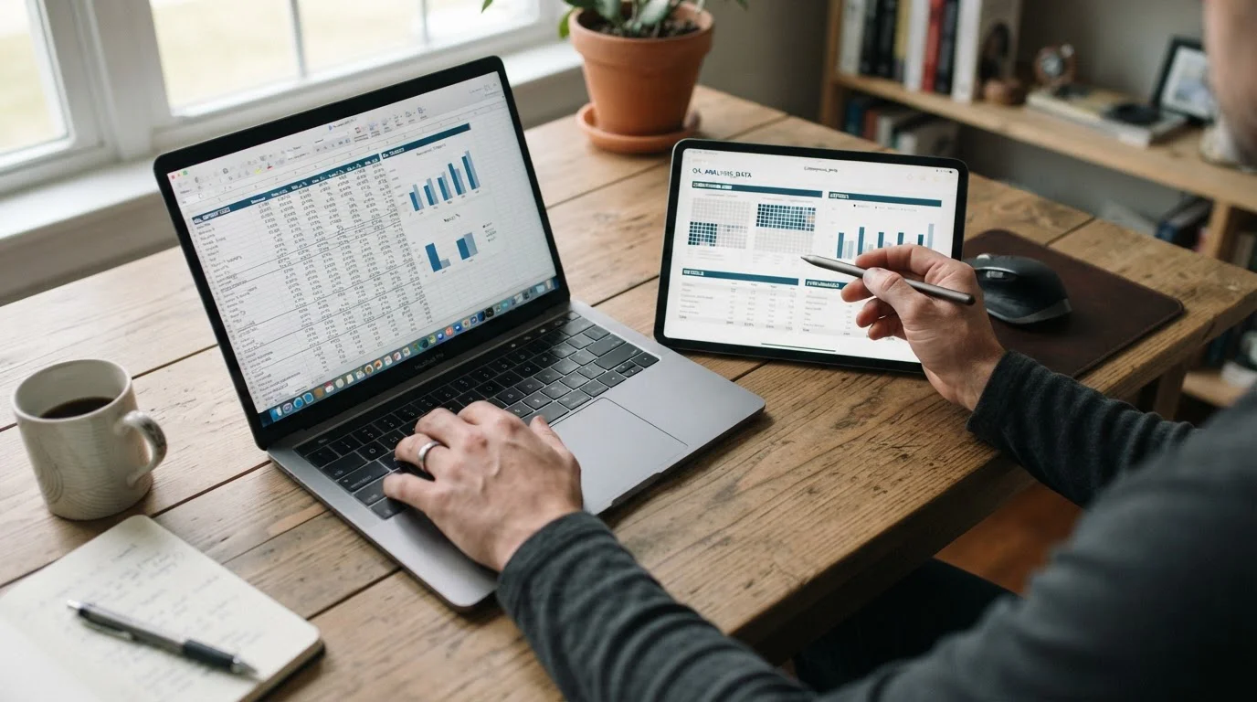 Análisis comparativo de casas de apuestas con datos y márgenes sobre una mesa